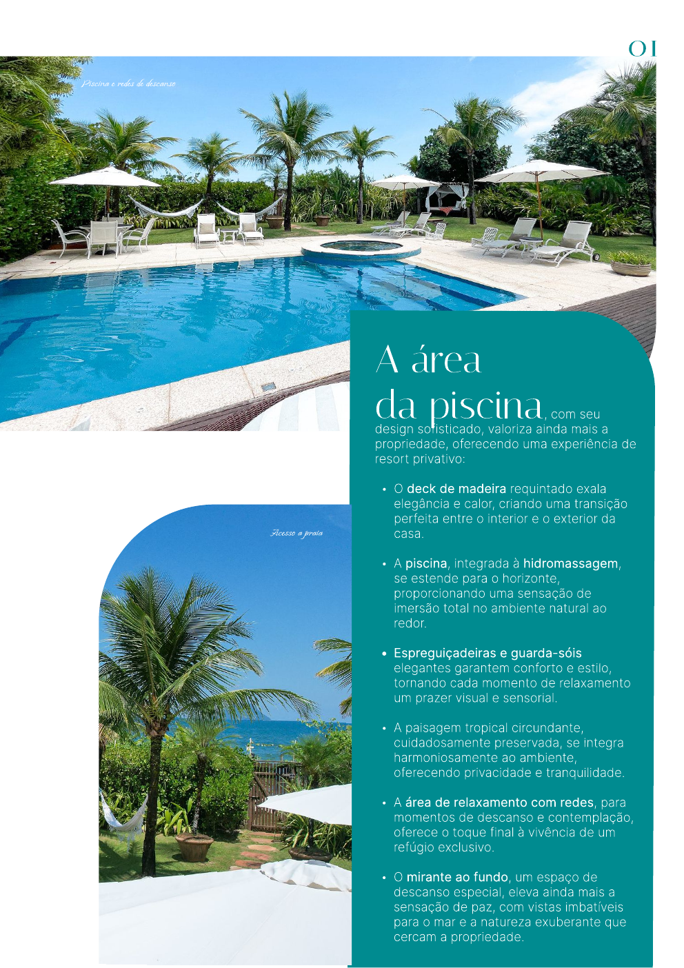 Página sobre a área da piscina